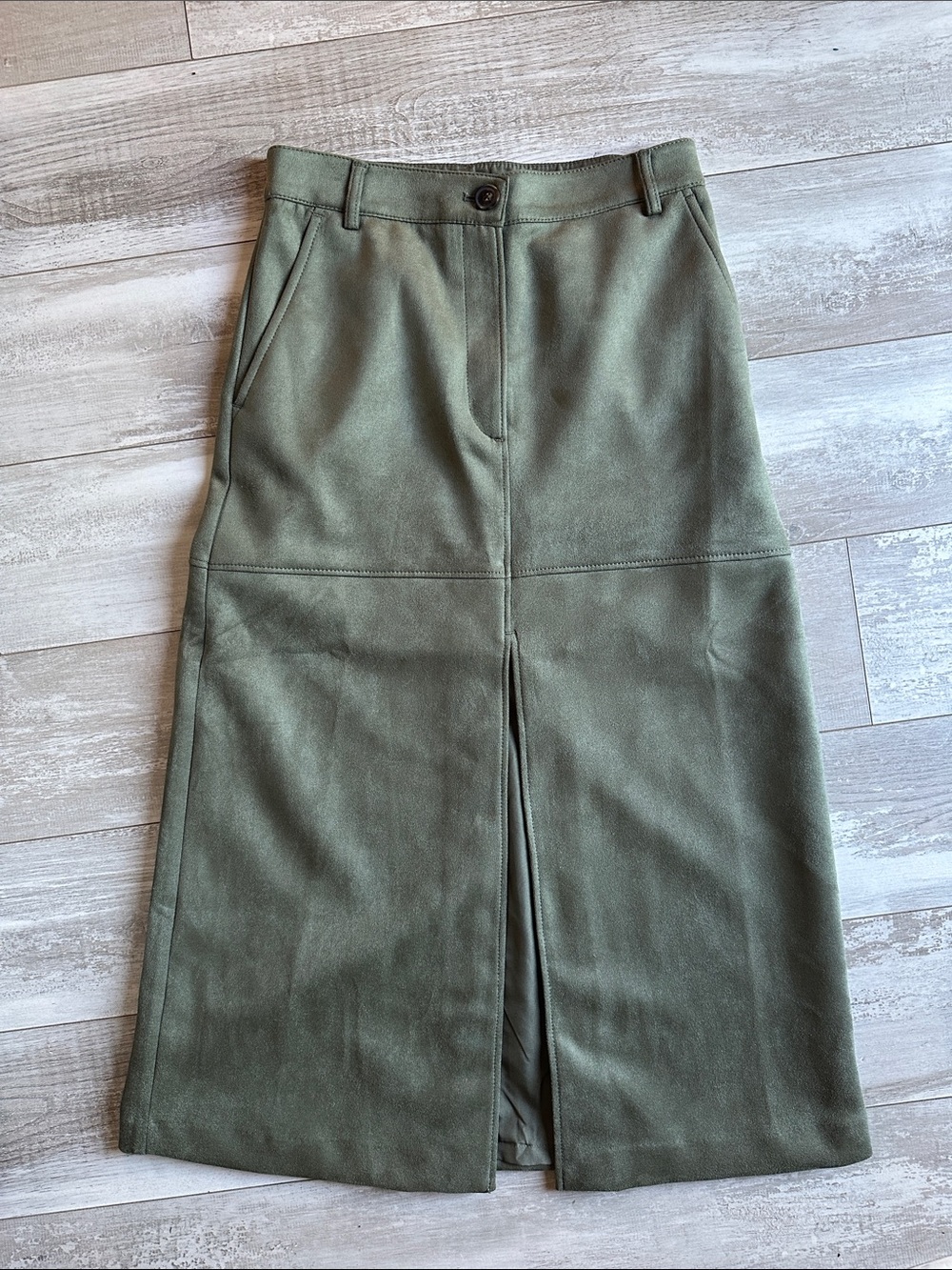 Suede midi skirt from Loft